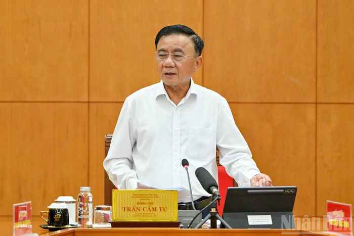 Thường trực Ban Bí thư Trần Cẩm Tú phát biểu chỉ đạo cuộc làm việc.