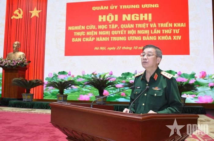 Thượng tướng Trương Thiên Tô phát biểu chỉ đạo tại hội nghị.