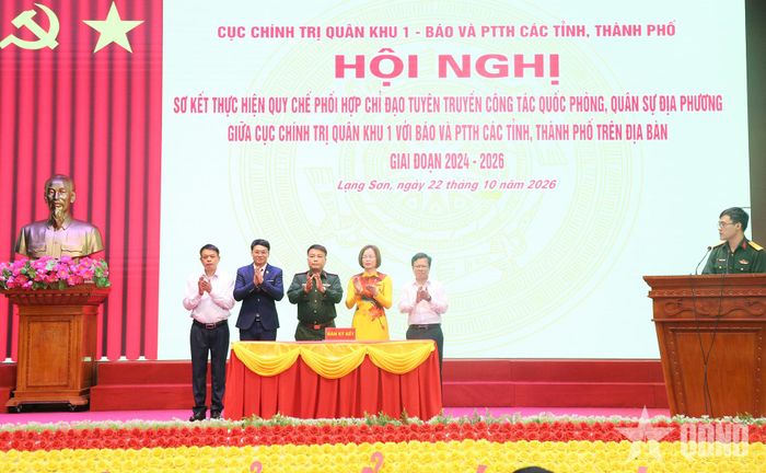  Ký kết quy chế phối hợp chỉ đạo tuyên truyền công tác quốc phòng, quân sự địa phương giữa Cục Chính trị Quân khu 1 với Báo và Phát thanh, Truyền hình các tỉnh, thành phố trên địa bàn Quân khu 1 giai đoạn 2026-2028.  