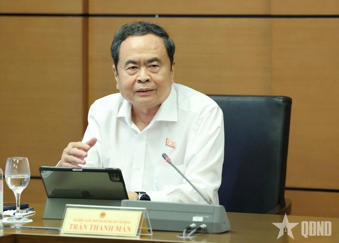 Chủ tịch Quốc hội Trần Thanh Mẫn phát biểu thảo luận tại tổ. Ảnh: TRỌNG HẢI