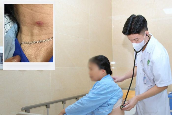  Bệnh nhân được bác sĩ thăm khám tại Trung tâm Y tế khu vực Cẩm Khê. Ảnh: BVCC 