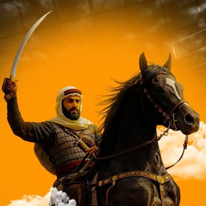 Tranh minh họa tưởng tượng về Khalid ibn al-Walid, được xuất bản trong một cuốn sách năm 1961, không phải chân dung đương thời. Ảnh: behance.net