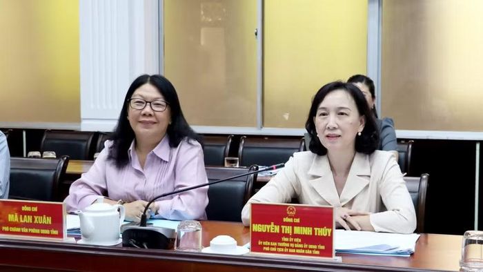 Bà Nguyễn Thị Minh Thúy, Phó Chủ tịch UBND tỉnh An Giang, phát biểu kết luận buổi làm việc.