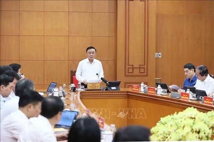 Ông Trần Cẩm Tú, Ủy viên Bộ Chính trị, Thường trực Ban Bí thư phát biểu. Ảnh: TTXVN