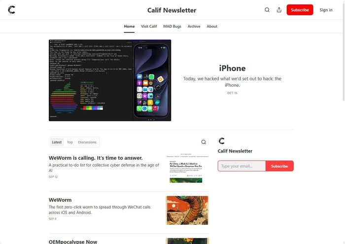 Trang web chính thức của Calif. Theo mô tả, Calif được thành lập với sứ mệnh tạo ra một Internet an toàn hơn cho mọi người. Ảnh chụp màn hình