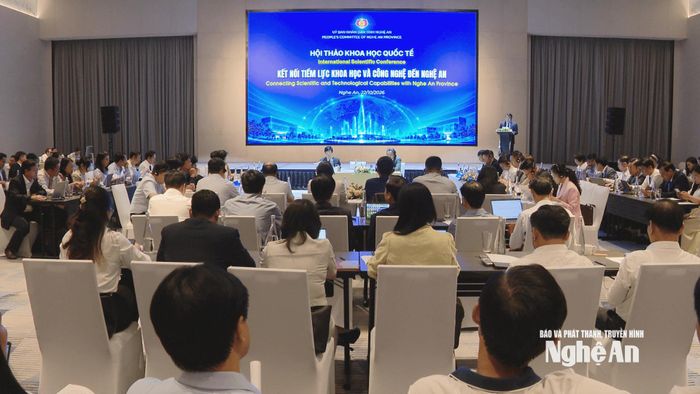 Phó Chủ tịch UBND tỉnh Phùng Thành Vinh phát biểu khai mạc Hội thảo khoa học quốc tế: Kết nối tiềm lực khoa học và công nghệ đến Nghệ An. Ảnh: P.V