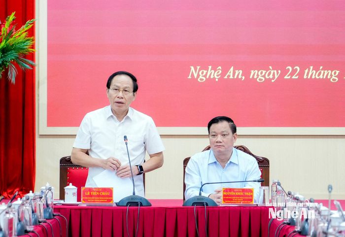 Phó Thủ tướng Chính phủ Lê Tiến Châu phát biểu kết luận cuộc làm việc. Ảnh: Phạm Bằng