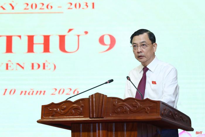 Đồng chí Trần Việt Hà - Ủy viên BTV Tỉnh ủy, Giám đốc Sở Tài chính báo cáo các tờ trình.