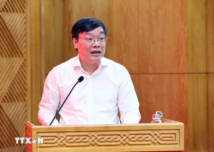 Đồng chí Trương Hải Long, Phó Bí thư Thường trực Đảng ủy, Thứ trưởng Bộ Nội vụ phát biểu. (Ảnh: An Đăng/TTXVN)