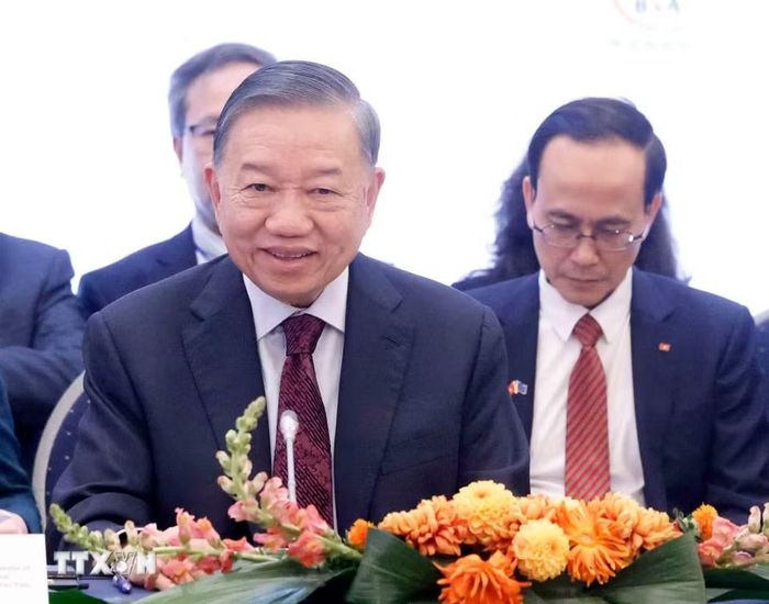 Tổng Bí thư, Chủ tịch nước Tô Lâm phát biểu tại Tọa đàm. (Ảnh: Thống Nhất/TTXVN)