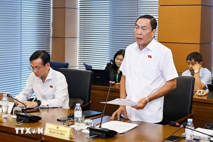 Đại biểu Quốc hội tỉnh Đồng Tháp Phạm Văn Hòa phát biểu. (Ảnh: Doãn Tấn/TTXVN)