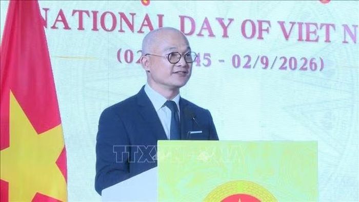 Đại sứ Trịnh Minh Mạnh nhấn mạnh quan hệ Việt Nam - Ấn Độ đang phát triển mạnh mẽ trên nhiều lĩnh vực và hai nước có nhiều điểm tương đồng có thể tăng cường hợp tác, cùng hiện thực hóa các mục tiêu chiến lược. Ảnh: Vũ Hà/Pv TTXVN tại Ấn Độ