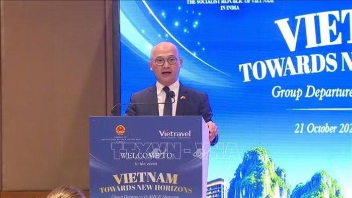 Đại sứ mong muốn du lịch sẽ đóng vai trò quan trọng, không chỉ thúc đẩy tăng trưởng kinh tế mà còn mở rộng giao lưu văn hóa, tăng cường kết nối nhân dân và tạo động lực cho những cơ hội hợp tác mới giữa Việt Nam và Ấn Độ. Ảnh: Vũ Hà/Pv TTXVN tại Ấn Độ