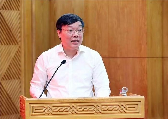 Đồng chí Trương Hải Long, Phó Bí thư Thường trực Đảng ủy, Thứ trưởng Bộ Nội vụ phát biểu. Ảnh: An Đăng/TTXVN