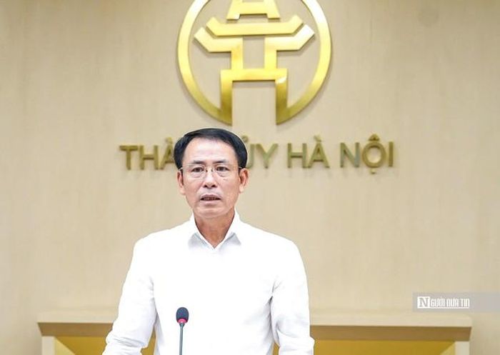 Phó Bí thư Thường trực Thành ủy Hà Nội Nguyễn Trọng Đông kết luận buổi làm việc (Ảnh: Phạm Hùng).