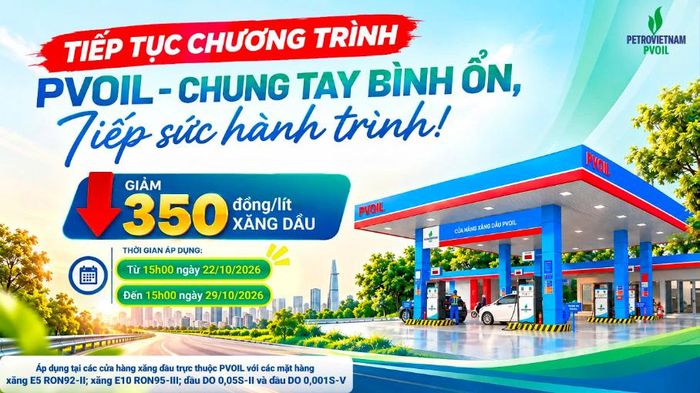 PVOIL tiếp tục giảm giá 350 đồng/lít xăng dầu đến ngày 29/10. Ảnh minh hoạ: PVOIL