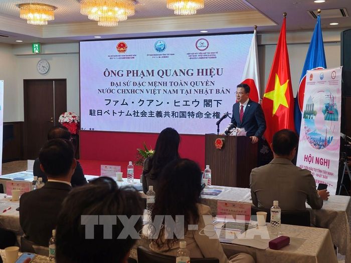 Đại sứ Việt Nam tại Nhật Bản Phạm Quang Hiệu đề xuất ba hướng hợp tác ưu tiên giữa Tây Ninh và các đối tác Nhật Bản. Ảnh: Bùi Hà - PV TTXVN tại Nhật Bản