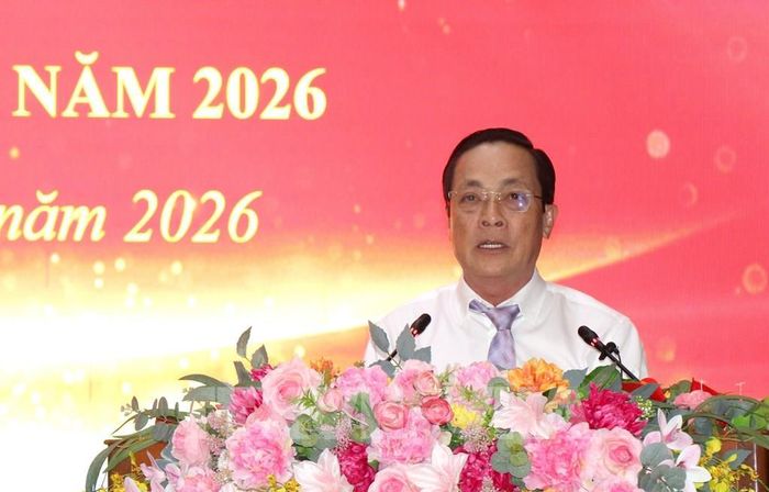 Phó Bí thư Tỉnh ủy Vĩnh Long Lâm Minh Đằng phát biểu tại buổi lễ. Ảnh: Lê Thúy Hằng – TTXVN