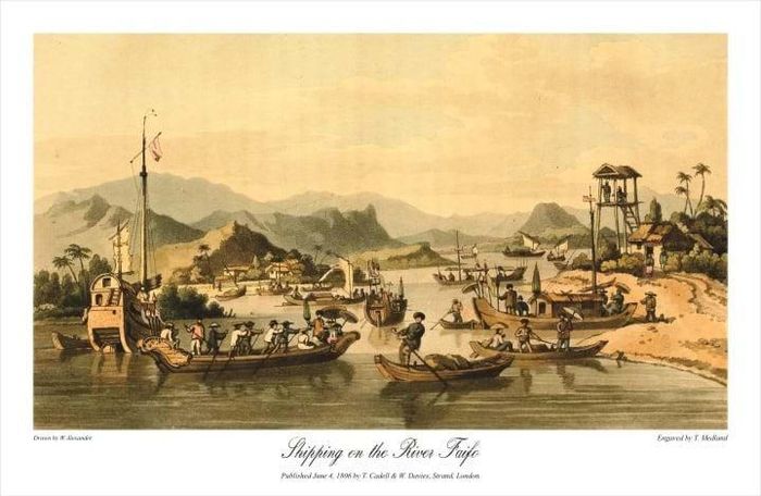 Quang cảnh tấp nập trên sông phố Hội. (Trong ảnh: Một chuyến du hành đến xứ Nam Hà (1792 - 1793) của tác giả John Barraow, Nguyễn Thừa Hỷ dịch)