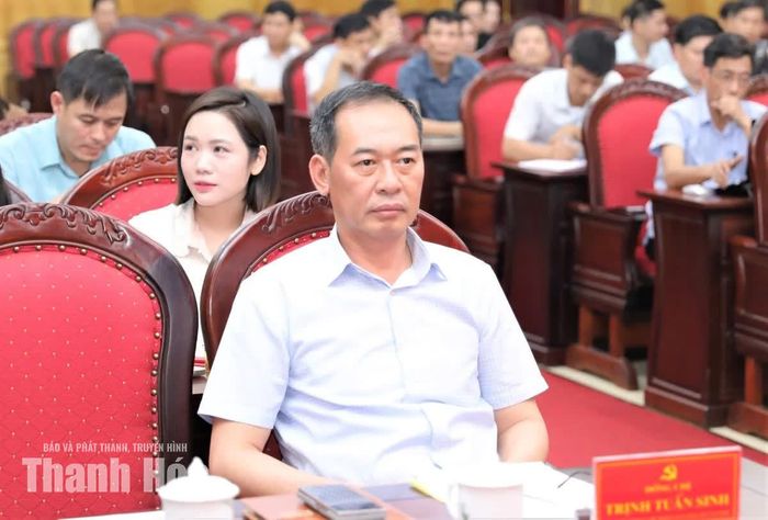 Phó Bí thư Tỉnh ủy, Chủ tịch Ủy ban MTTQ tỉnh Trịnh Tuấn Sinh dự hội nghị tại điểm cầu Tỉnh ủy Thanh Hóa.