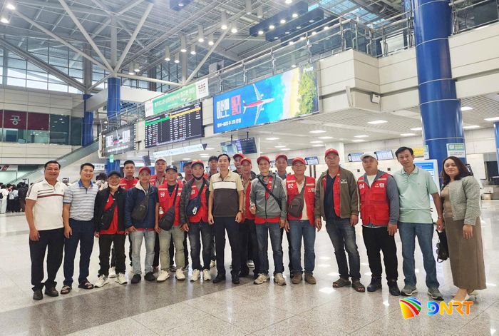 Lãnh đạo xã Hòa Vang đưa người lao động của địa phương đi làm việc tại Hàn Quốc. Ảnh: ĐẮC MẠNH