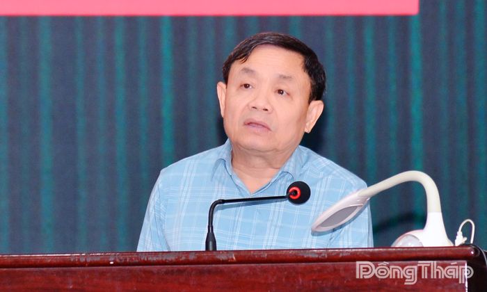 Đồng chí Phan Văn Thắng phát biểu tại hội nghị.