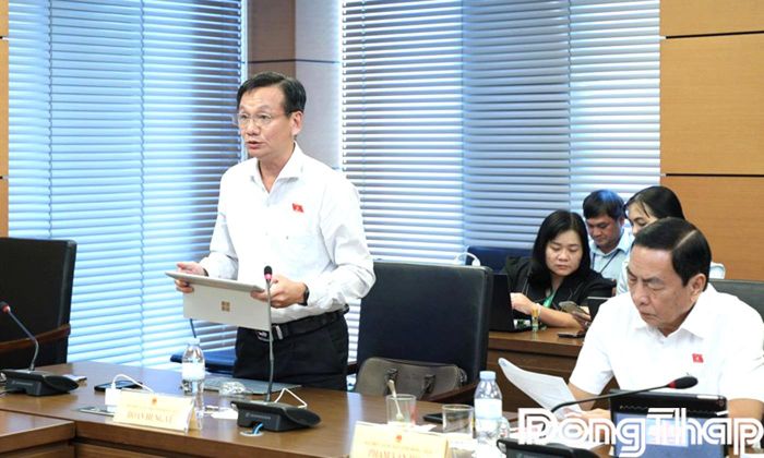Đại biểu Đoàn Hùng Vũ, đại biểu Quốc hội tỉnh Đồng Tháp, phát biểu thảo luận.