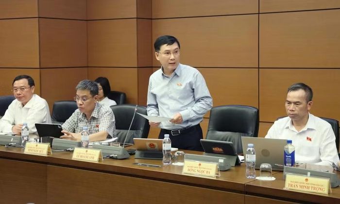  ĐB Lê Hoàng Anh đề nghị quy định mức bồi thường tối thiểu, không để tỷ lệ bồi thường hoàn toàn phụ thuộc vào quyết định của UBND cấp tỉnh mà thiếu giới hạn dưới. Ảnh: Đoàn ĐBQH tỉnh Gia Lai 