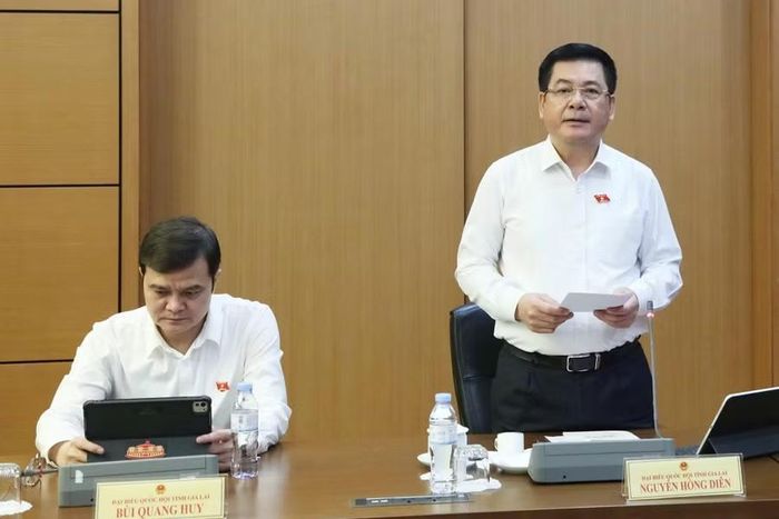  Phó Chủ tịch Quốc hội Nguyễn Hồng Diên nhấn mạnh: Luật Đất đai, Luật Nhà ở và Luật Kinh doanh bất động sản có mối quan hệ chặt chẽ trong quá trình xác lập, chuyển dịch quyền đối với đất đai, nhà ở và bất động sản. Ảnh: Đoàn ĐBQH tỉnh Gia Lai 