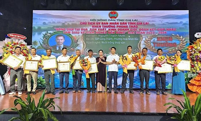 Các cá nhân đạt thành tích xuất sắc nhận bằng khen của Chủ tịch UBND tỉnh. Ảnh: Hồng Thương