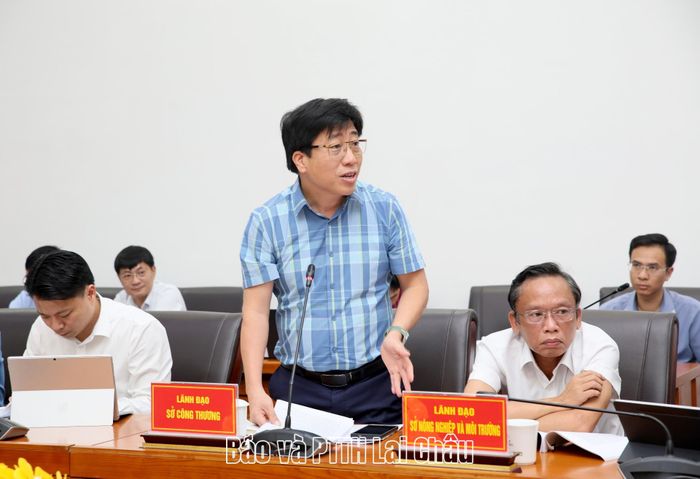 Lãnh đạo Sở Công thương phát biểu tại buổi làm việc. 