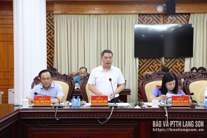Đồng chí Đoàn Thanh Sơn, Phó Chủ tịch UBND tỉnh phát biểu tại cuộc họp