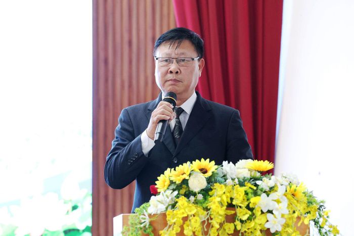 Phó Chủ tịch Thường trực Hội Khuyến học tỉnh Đỗ Hoàng Tuấn phát biểu tại chương trình