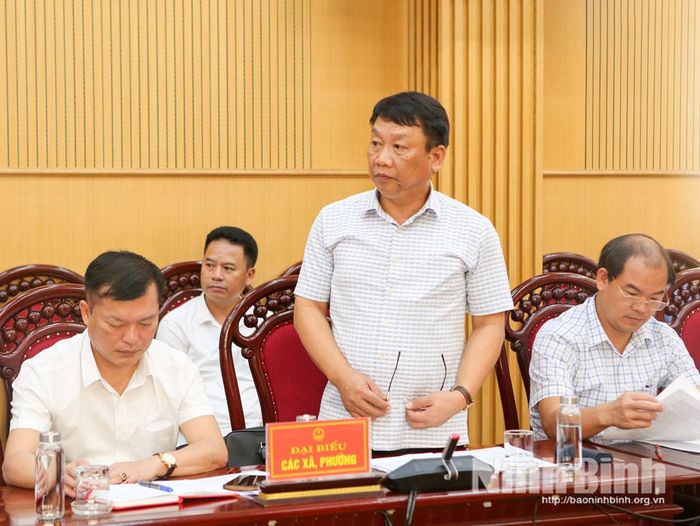 Đại diện lãnh đạo phường Mỹ Lộc phát biểu tại hội nghị.