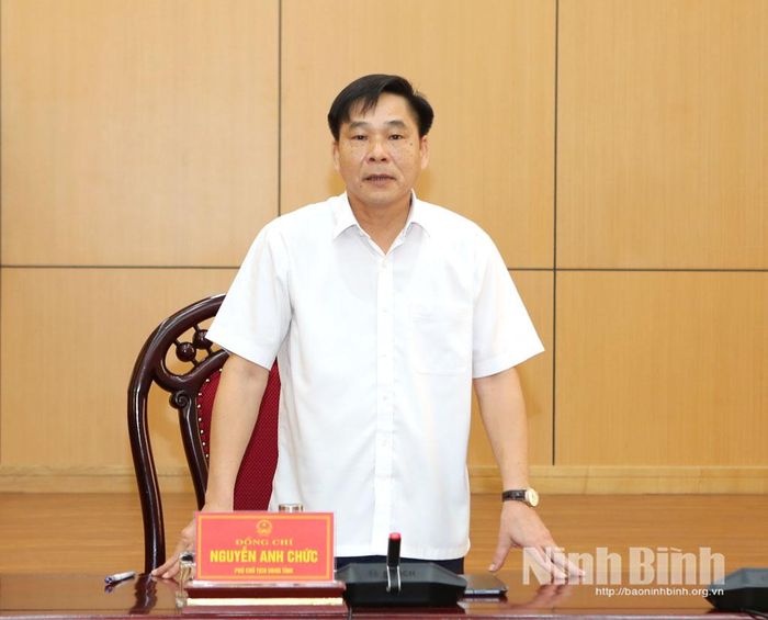 Đồng chí Phó Chủ tịch UBND tỉnh Nguyễn Anh Chức phát biểu tại hội nghị.