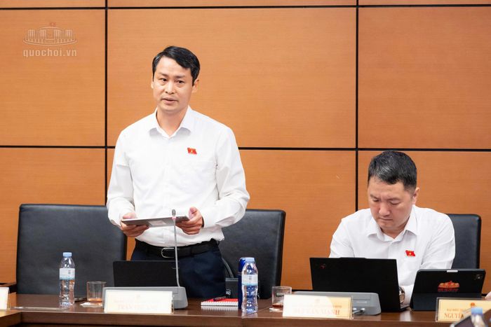 Đại biểu Trần Thế Anh, Bí thư Đảng ủy, Chủ tịch HĐND xã Hải Hậu, tỉnh Ninh Bình phát biểu thảo luận.