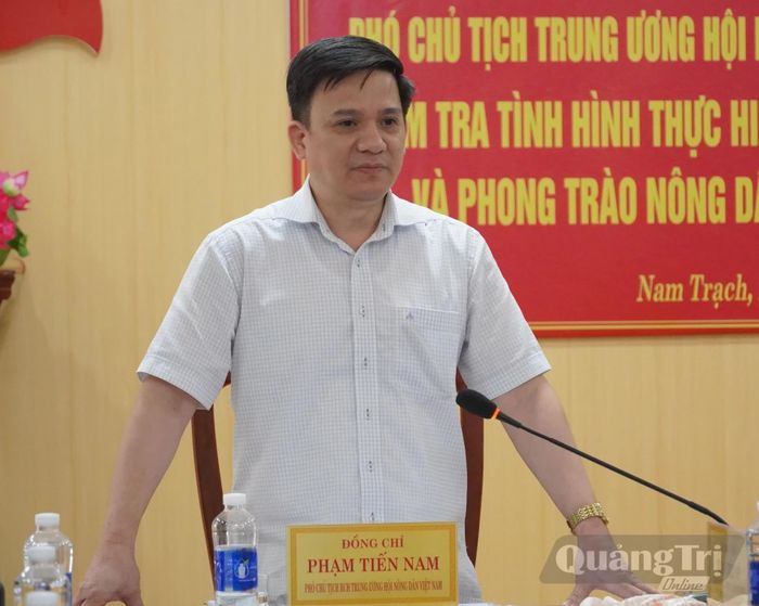 Đồng chí Phạm Tiến Nam, Phó Chủ tịch Ban Chấp hành Trung ương Hội Nông dân Việt Nam phát biểu chỉ đạo tại buổi làm việc - Ảnh: L.M