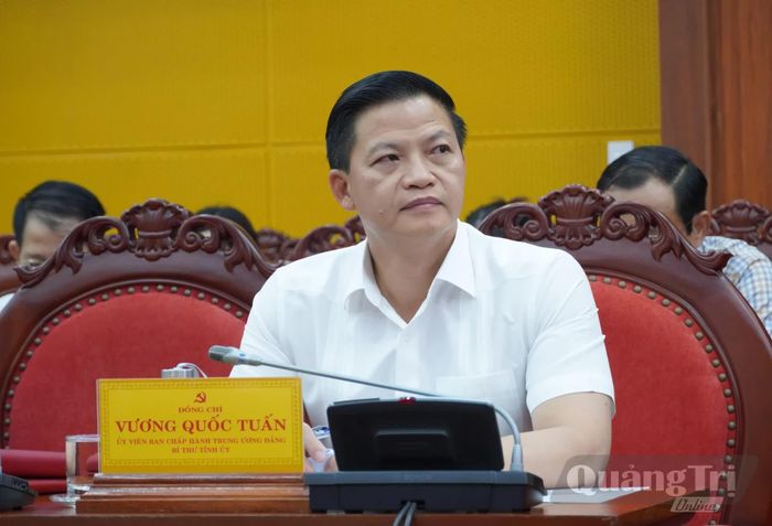Đồng chí Vương Quốc Tuấn, Bí thư Tỉnh ủy dự hội nghị tại điểm cầu Tỉnh ủy Quảng Trị - Ảnh: H.L
