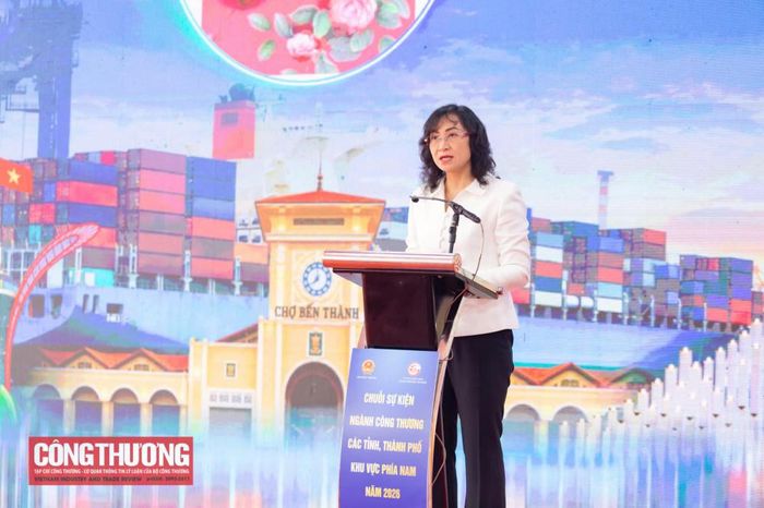 Thứ trưởng Bộ Công Thương Phan Thị Thắng phát biểu khai mạc Hội nghị ngành Công Thương các tỉnh, thành phố khu vực phía Nam lần thứ XII - năm 2026.