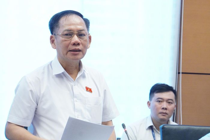 Đại biểu Trần Đình Gia (Đoàn Hà Tĩnh) phát biểu sáng 22/10. Ảnh: Văn Duẩn.