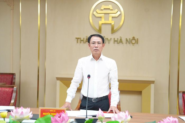 Phó Bí thư Thường trực Thành ủy Hà Nội Nguyễn Trọng Đông phát biểu kết luận. Ảnh: Phạm Hùng.