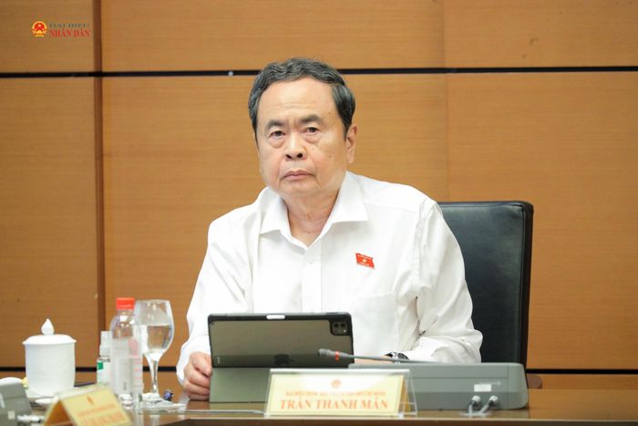 Chủ tịch Quốc hội Trần Thanh Mẫn tham gia thảo luận tại Tổ 2, Đoàn ĐBQH TP. Hồ Chí Minh. Ảnh Hồ Long