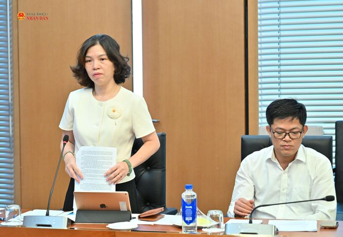 Vụ trưởng Vụ Thông tin, Thư viện và Bảo tàng Hoàng Thị Lan Nhung phát biểu