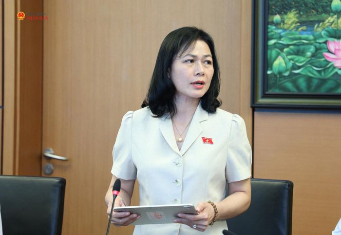 ĐBQH Vũ Thị Lan Anh (Nghệ An) phát biểu.