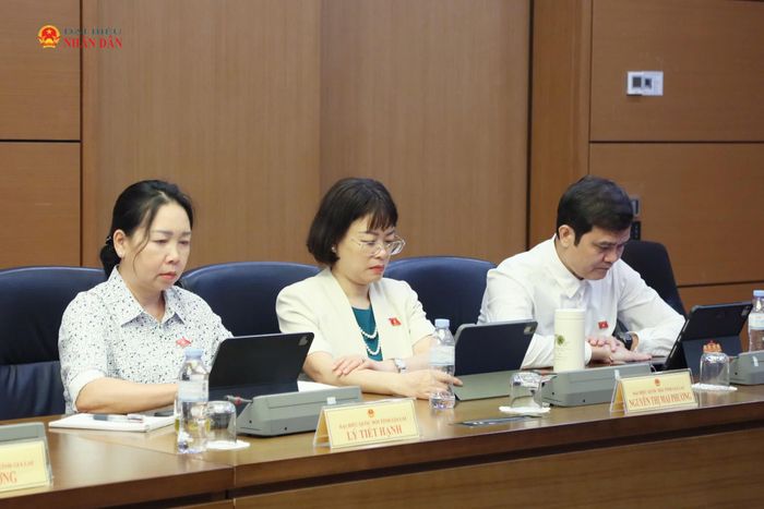 Các ĐBQH tham dự thảo luận tổ. Ảnh: An Nhiên
