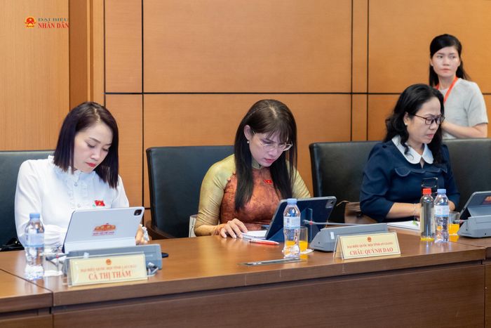 Các ĐBQH tham dự phiên thảo luận tổ. Ảnh: Mạnh Hưng