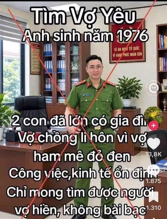 Mạo danh hình ảnh Công an bằng công nghệ AI để lên mạng tìm vợ
