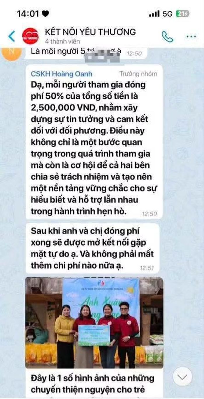 Ngoài các chiêu thức lừa đảo trong quá trình hẹn hò, người tham gia phải đóng các loại phí hỗ trợ lẫn nhau”