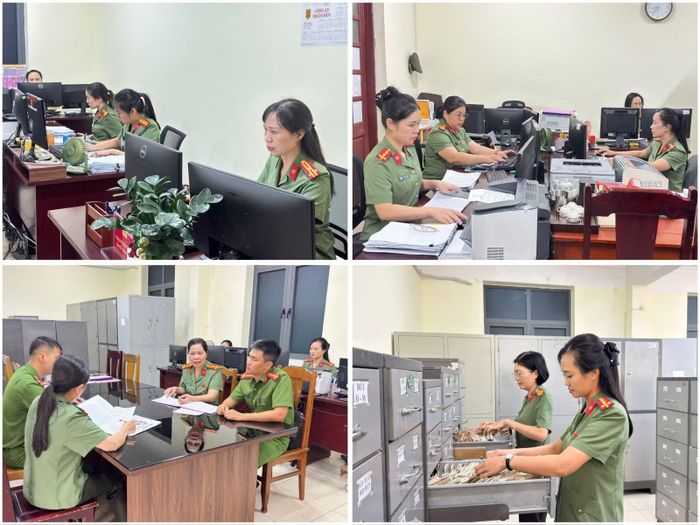 Phụ nữ Phòng Hồ sơ nghiệp vụ đã chủ động tăng ca, làm thêm ngoài giờ để kịp thời đáp ứng yêu cầu nhiệm vụ.