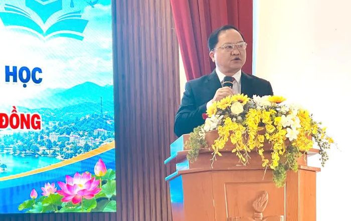 Phó Chủ tịch Ủy ban Mặt trận Tổ quốc Việt Nam tỉnh Lâm Đồng Phạm Văn Đức phát biểu.